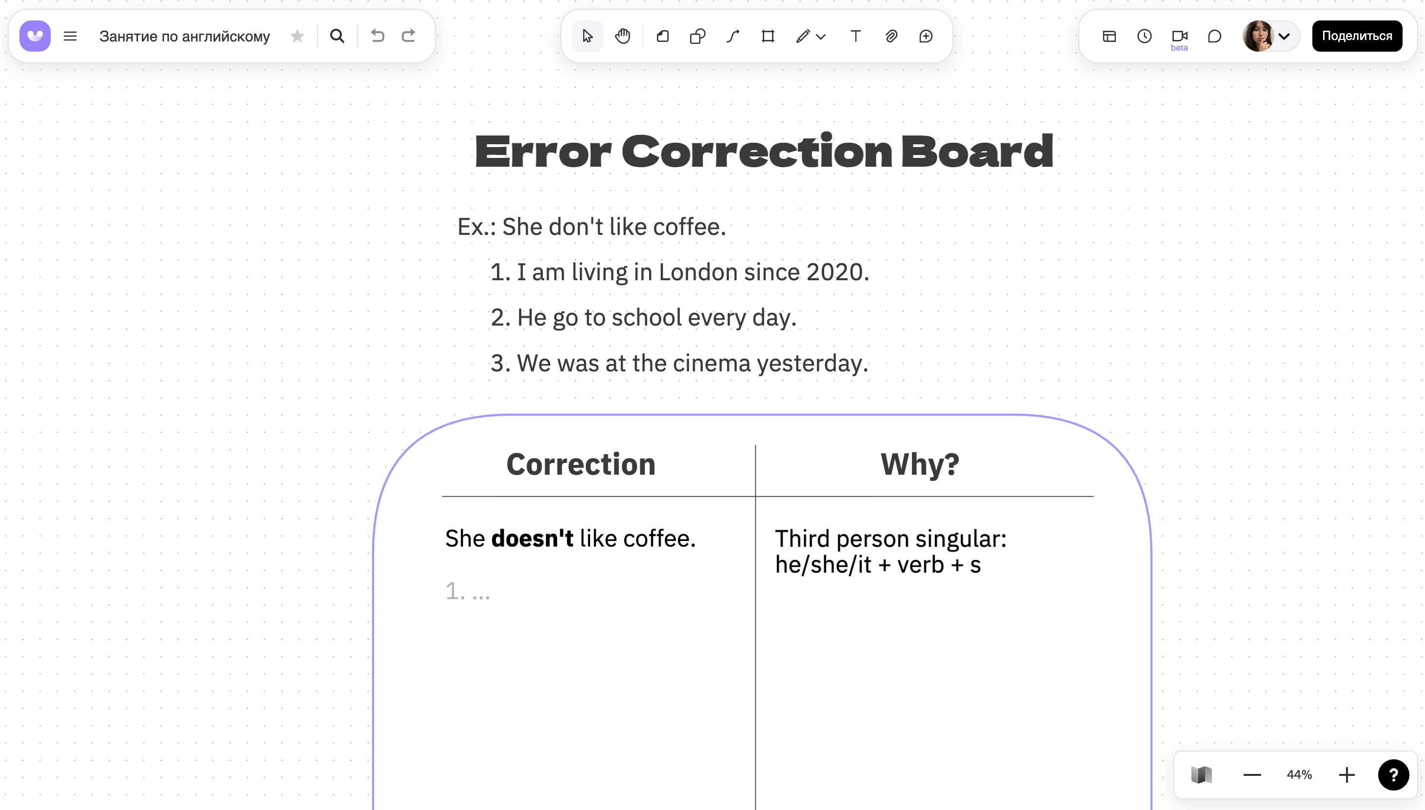 Error Correction Board на онлайн-доске
