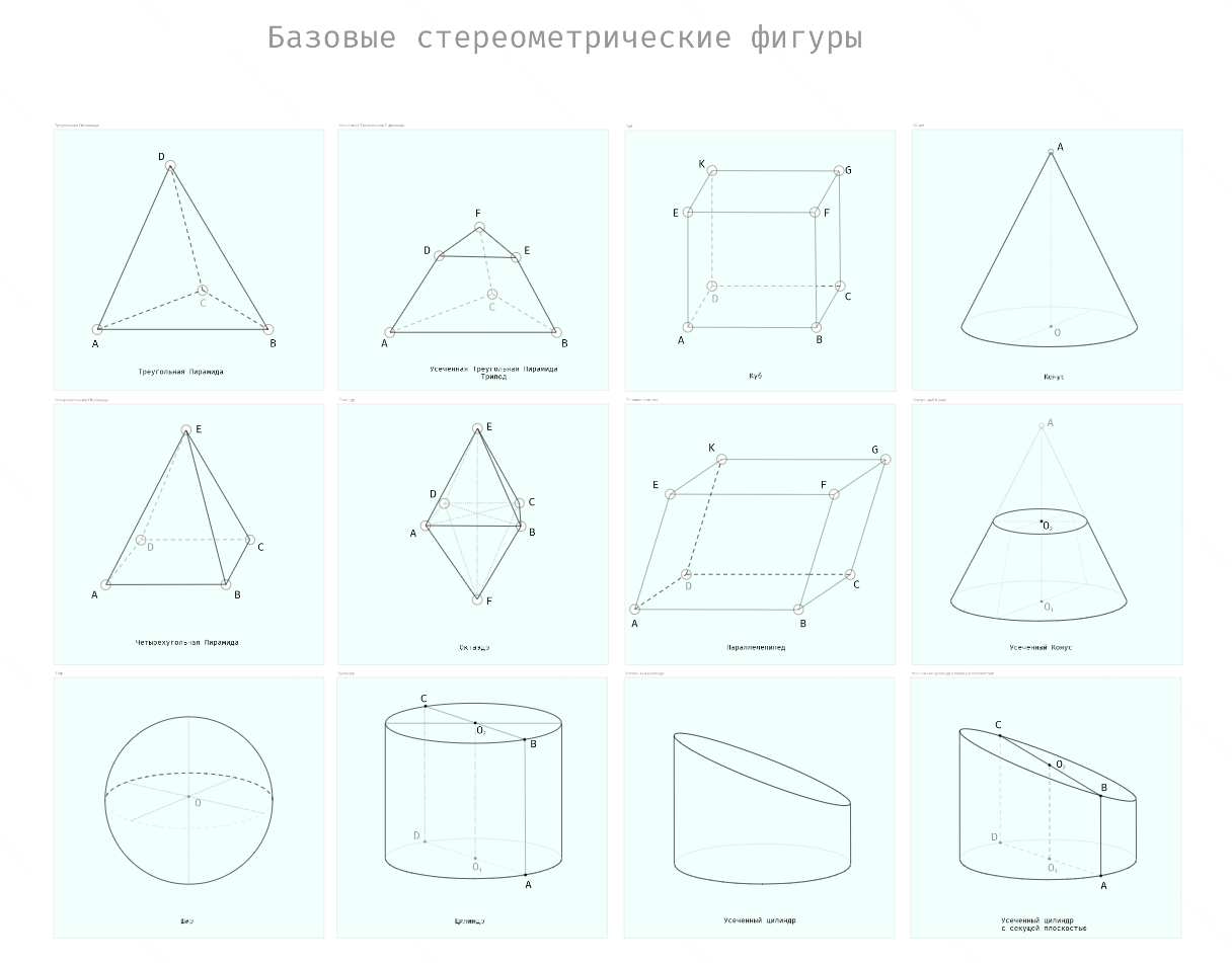Онлайн-доска "Стереометрия. Базовые фигуры"